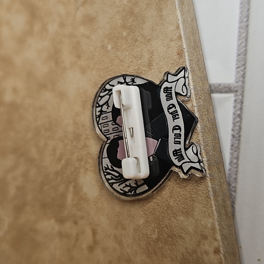 Heart-Shaped Pin with Wensday Theme Illustration - Picture 2 of 2